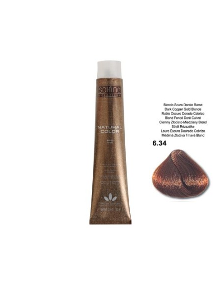 COLORATION SOLFINE - BLOND FONCE DORE CUIVRE  N° 6 . 34 - 100 ml