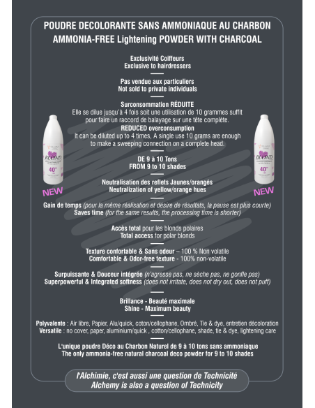 POUDRE DECOLORANTE MAGIQUE Sans Ammoniaque LOVE BLOND Au Charbon 500g